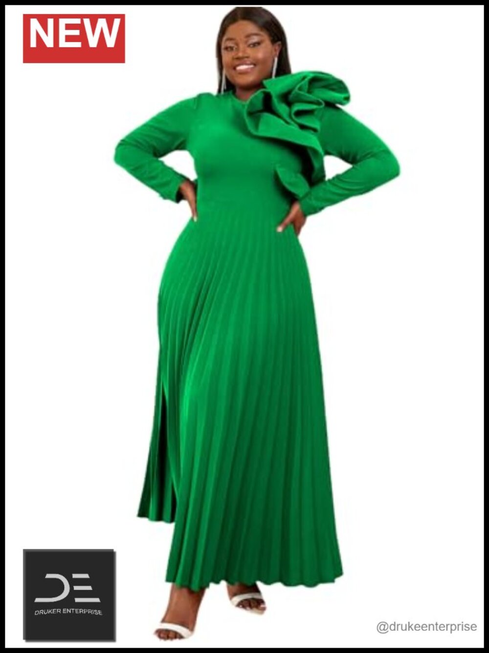 Women's Asymmetrical Ruffles Pleated A-Line Maxi Dress Elegant Formal